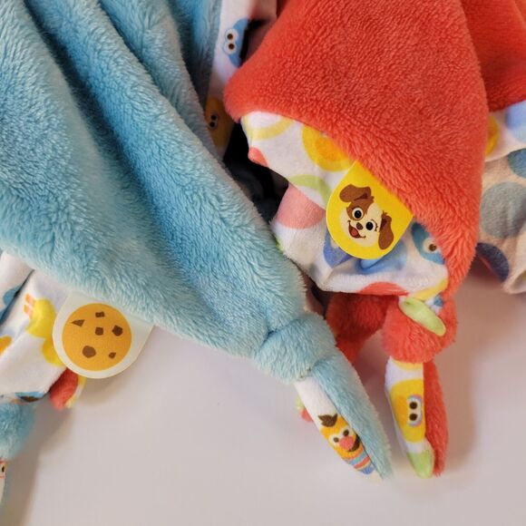 Lot 2 Sesame Street Plush Loveys Blue Cookie Monster Red Elmo Security Blanket - Picture 14 of 15